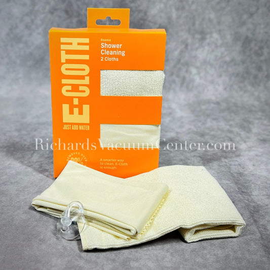 E-Cloth Shower Cleaning Kit packaging and contents, including two cloths and a suction hook