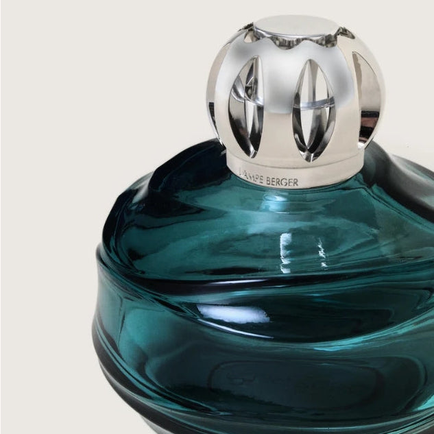 Maison Berger diffuser lamp in teal color with silver top