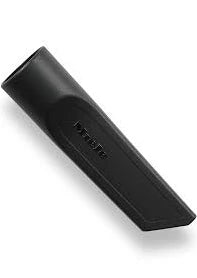 A black crevice nozzle for Miele vacuums, designed to reach narrow crevices and gaps.